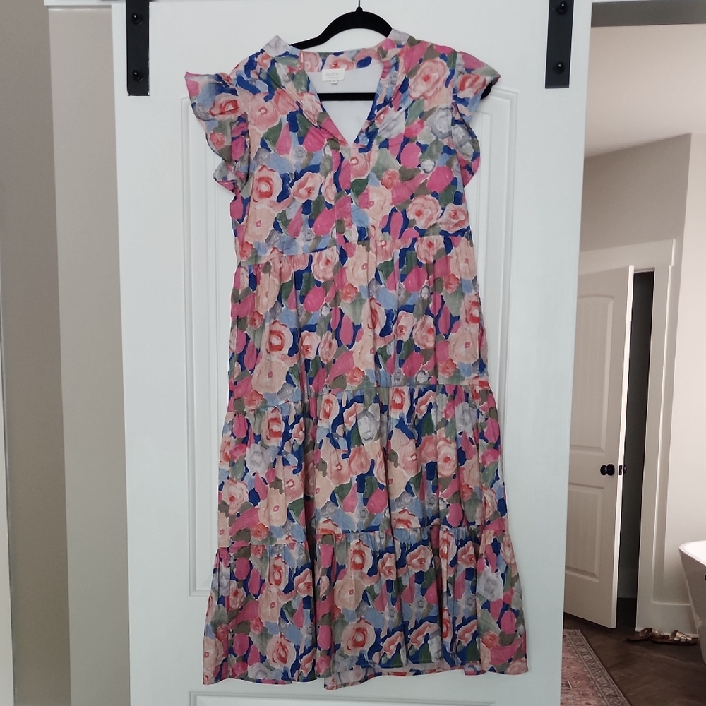 Floral Ruffle Sleeve Dress